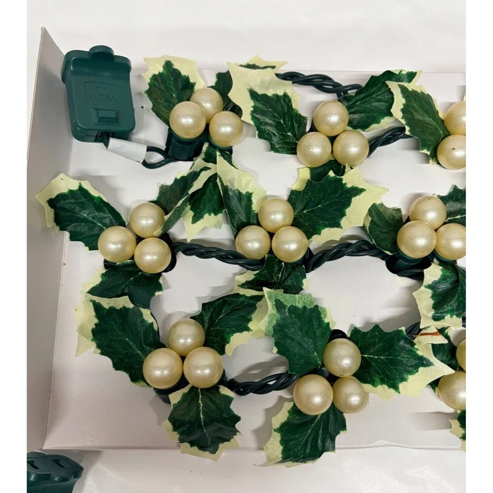 Restoration Hardware Vintage Holly Lights Christmas String Lights Pearl Berries